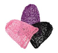 FRCOLOR 3 Piezas Gorro Ganchillo para Mujer Malla Elástica Transpirable Cubiertas para Moños Accesorios de Pelo para Eventos Formales y Diario Negro Rosa