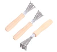 FRCOLOR 3 Piezas Peine Limpieza Garra Gel Cepillos De Lavado Recortadora Cepillo De Fregar Barrer Pro Cepillo De Pelo Secador De Pelo Herramienta Mascota Peine De Limpieza Ceja Khaki Bambú