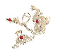 FRCOLOR 3 Piezas Película De Diamantes De Dragón Dorado Centro De Cabello Retro Chino Pinza De Pelo Grueso Garras De Dragón Retro Metal