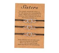 FRCOLOR 3 piezas Pulsera Amistad Corazón Hueco Brazaletes Trenzados de Acero Inoxidable para Mejores Amigas Decorativas y Ligeras