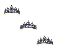 FRCOLOR 3 Piezas Sombreros De Moda Tiaras De Boda Tocado De Diosa Tiara Barroca Diademas Azules Para Mujer Diademas Negras Para Mujer Diadema De Cristal Tiara Para Diamante Cabello Perder