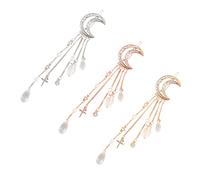 FRCOLOR 3 Piezas Tassel De Cinco Puntas De Estrella Horquilla Con Borla De Estrella Cabello Estilo Peluquero Poli Pañuelo De La Pasadores De Pelo Plateados Clips Alfiler Elegante Oro