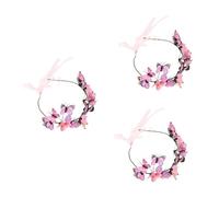 FRCOLOR 3 Piezas Venda Diadema Turbante Diadema Bandana Diademas De Niña Cabeza De La Novedad Bopper Diadema De Disfraz De Pascua Pelo De Cumpleaños Fiesta Del Té Rosa Chica Bufanda Novia