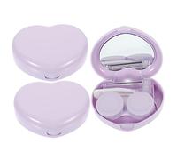 FRCOLOR 3juegos Estuche para Lentes de Contacto con Forma de Corazón Estuche de Viaje Pequeño con Espejo para Usar Vacaciones o Viajes Diarios