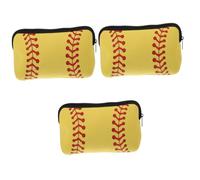 FRCOLOR 3pcs Baseball Cosmetiktasche Make-up Aufbewahrungsbehälter Makeuator Reisen Make-up Taschen Reiseschen-Toilettenartikel Kosmetiktasche mit Reißverschluss Wäschesack, como en la imagen, 26x13cm