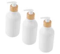 FRCOLOR 3piezas Botella De Limpieza De Dispensador De Champú Tapa De Presión Unidades De Botella De Pet De Color Blanco Mate Para Baño y Cocina Para Líquidos y Productos De Cuidado Persona