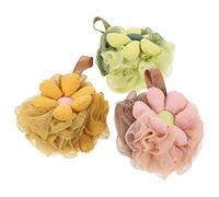 FRCOLOR 3st Blumen-badekugel Luffa mit Blumenrücken Bad Luffas Peelingschwamm Luffa-schwamm Peeling-körperpeeling Damen Badezubehör Schwämme Sport Badeprodukte Kleinkind Gittergewebe