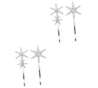 FRCOLOR 4 horquillas de cristal bobby diamante horquillas de metal pequeñas estrellas horquillas para el pelo para mujeres cabello pelo decoración dorada departamento Mori niñas joyas