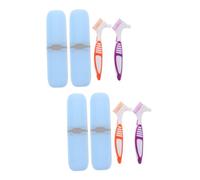 FRCOLOR 4 Juegos Caja de Cepillo de Limpiador Cepillo de Plegable portátil Equipo Caja para Guardar dentaduras postizas Mini Cepillo Personal Cepillo pequeño Multifuncional