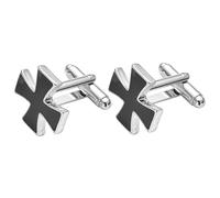FRCOLOR 4 Pares gemelos cruzados Botones de puño para hombres Accesorios para camisas Cufflinks para trajes oro acicalar gemelos antiguos botones de hombre gemelos retros aleación Black