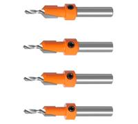 FRCOLOR 4 Piezas Broca de Perforación para Carpintería, Broca para Perforar, Vástago Redondo, Metal Duro, Naranja, para Madera y Tornillo Autorroscante de Aleación de Aluminio, Máquina