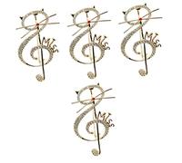 FRCOLOR 4 Piezas Broche De Nota Musical Gato Broche Lindos Broches De Animales Pin De Solapa De Nota Musical Broches Decorativos Broche De Damas Broche Kawaii Circón Dorado