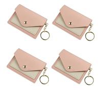 FRCOLOR 4 Piezas Candy Color Card Pack Keychain Tarjetero pequeño Mujer Cartera de Tarjeta de Las Mujeres Carteras de Mujer Titular de la Tarjeta de Las Mujeres Metal Rosa