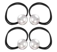 FRCOLOR 4 Piezas Coleteros Elásticos Perlas Grandes Para Niña Gomas Pelo Perlas De Imitación Adornos Franceses y Niñas