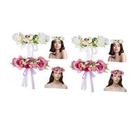 FRCOLOR 4 Piezas Diadema Guirnalda Bosque Diadema Lazos Para El Cabello Rosa Guirnalda Floral Tocado De Pelo De Boda Lazos Para El Cabello De Niña De Flores De Boda Tiara