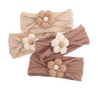 FRCOLOR 4 piezas Diademas para Niñas Bebés Accesorios Suaves y Seguros con Diseño Floral Cintas para Pelo Recién Nacidos Cómodas y Aptas para Uso Diario y Ocasiones Especiales