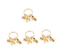 FRCOLOR 4 Piezas Llavero De Musica Hola Colgante Para Bolso Llavero De Música Oro Música Nota Keychain Relleno De Bolsas De Fiesta Colgante De Llave De Instrumento Llavero Musical Aleación