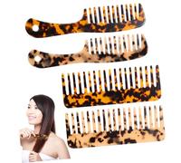 FRCOLOR 4 Piezas Peine de Mármol Estampado de Leopardo Unidades Peine Desenredante de Dientes Anchos Ácido Acético para Cabello Grueso Rizado y Ondulado