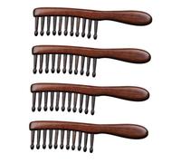 FRCOLOR 4 Piezas Peine rizador de sándalo peine del cuero cabelludo ancho para cabello rizado s curly roll comb redondo de anchos de madera de madera