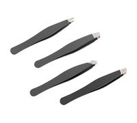 FRCOLOR 4 piezas Pinzas para Cejas Mini Ergonómicas Negras Clips de Depilación Precisos y Estables para Recortar Vello Fino Herramienta Duradera para Cuidado Facial