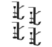 FRCOLOR 4 Piezas Soporte para Calcetín Navideño de Aluminio Negro | Gancho Doble Ajustable, Sujeción Fuerte sin Taladro, Compatibilidad, para Repisa y Cocina