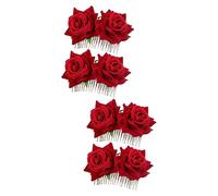 FRCOLOR 4 Piezas tocado de peineta de pelo rosa pinza de pelo de la boda accesorios para el cabello de novia Horquilla de tela pasador de pelo de flor de rosa peine de flores de tela metal