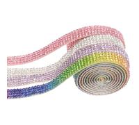 FRCOLOR 4 Rollos Cinta de Gemas de Imitación de Cristal, Tiras de Gemas de Imitación Autoadhesivas, 4 Rollos, Plástico y Resina, Decorativas para Bricolaje, Velo de Novia y Fiesta