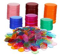 FRCOLOR 400 Piezas Fichas Redondas Transparentes para Bingo Marcadores Coloridos Reutilizables de Plástico Duradero para y Infantiles