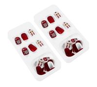 FRCOLOR 48 Piezas Pegatinas para Uñas Postizas Navideñas Decoración de Uñas para Niñas con Pegamento para Fiestas de Navidad