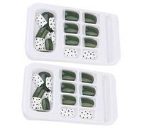 FRCOLOR 48 Piezas Uñas Postizas Clíper Clavos Falso Uñas Gel Lindas Uñas Prensadas Pegamento Uñas Prensa De Uñas Pegatinas Bloques Equipo Polaco Decoracion Uñas Plastico Abs Green