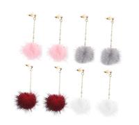 FRCOLOR 4pares Pendientes De Bolas Peludas Para Mujer Pendientes Colgantes De Moda Para Decoración De Oreja Joyería De Obsequio