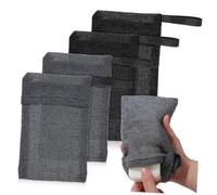 FRCOLOR 4piezas Bolsa De Jabón De Nylon Suave y Ligera Con Cuerda Colgante Para Almacenamiento y Exfoliación De Unidades Gris y Negro Funda Para Barra De Jabón Práctico y Resistente