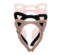 FRCOLOR 4piezas Diadema Orejas De Gato Huecas De Felpa Para Niñas Fiesta De Halloween Cosplay Cuidado Spa