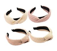 FRCOLOR 4piezas Diademas De Paja Tejidas Diademas Anudadas Anchas Para Mujer Tocados Decorativos Para Fiestas Al Aire