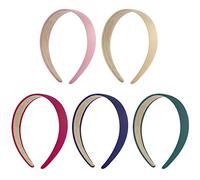 Frcolor 5 paquetes de banda ancha banda de pelo duro 3 pulgadas para las mujeres y las niñas, Colores Caqui, rosa, rojo vino, azul marino, verde oscuro