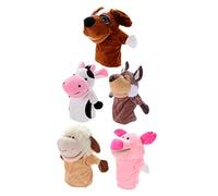 FRCOLOR 5 Piezas de Mano para de Animales con Boca Móvil Cerdo Rosa Vaca Perro Educativo para Cuentos y Actividades Casa Escuela y Jardín de Infantes