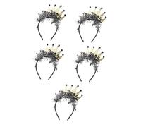 FRCOLOR 5 Piezas Diadema Feliz Año con Purpurina y Accesorio de Pelo para Fiesta de Fin de Año Graduación y Navidad Variedad de Colores y Cómodos para Celebraciones