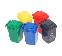 FRCOLOR 5 Piezas Mini Contenedores de Basura con Tapa Accesorios Detallados para Exteriores de Unidades para Decoración de de Muñecas y Paisajes Miniatura para y Colecciones