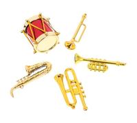FRCOLOR 5 Piezas Mini Instrumentos Musicales para Casa de Muñecas Saxofón y Batería Clásico Plástico Resistente para Decoración Infantil