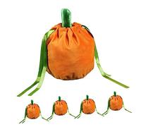 FRCOLOR 5 Piezas pequeñas bolsas de cordón Bolsas de calabaza golosinas de halloween bolsa de con cordón bolsa de truco o trato calabaza mochilas de cuerdas tratar bolsas franela
