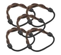 FRCOLOR 5piezas Diadema de Peluca Trenza Sintética Gomas Pelo de Color Marrón Banda Elástica para Coleta Accesorios Cabello para Mujeres Adolescentes y Niñas para Bailarinas