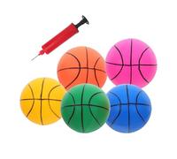 FRCOLOR 6 Balones de Baloncesto Inflables de PVC de 5 Pulgadas, Mini Balones de Plástico Grueso, Balón Suave para Interior y Exterior Bomba de Inflado, Juego de Baloncesto Infantil