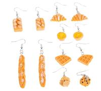 FRCOLOR 6 pares Pendientes Colgantes Simulación Pan para Mujer Niñas Accesorios Divertidos de Resina