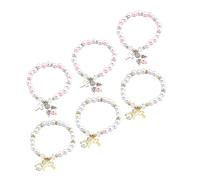 FRCOLOR 6 Piezas Brazalete de rosa pulsera cruzada cadenas de mano favores de bautismo joyas de muñeca pulsera de cuentas cadena de muñeca creativa pulseras para niñas Acrílico