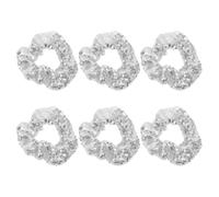 FRCOLOR 6 Piezas Coleteros Grandes Plateados Lentejuelas, Gomas Elásticas Brillantes Cabello, Accesorios Decorativos para Niñas y Adolescentes, Ideales para Fiestas y Eventos
