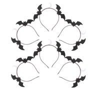 FRCOLOR 6 Piezas Diadema de Halloween con Alas Negras de Fieltro, Diseño Único con Detalles de Luna y Purpurina, Ajustable y Cómoda para Fiestas y Cosplay