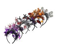 FRCOLOR 6 Piezas Diadema de Halloween para Mujer Accesorios Espeluznantes de Plástico en Forma de Calabaza y Araña, Tocado Portátil para Fiestas y Eventos al Aire Libre