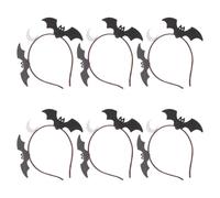 FRCOLOR 6 Piezas Diadema de Halloween para Mujer Alas Nocturnas Negras, Diseño Único con Purpurina y Detalles de Luna, Marco Envuelto que Reduce Presión y Ajuste Seguro