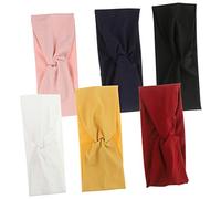 FRCOLOR 6 Piezas Diademas Deportivas para Mujer de Turbantes con Diseño Accesorios de Yoga y Entrenamiento Colores Sólidos Negro Rosa Azul Marino