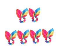 FRCOLOR 6 Piezas Lazo Pelo Tela Gomas Para La Cola Caballo Lazo Pelo Arcoiris Banda Para El Cabello Con Orejas Conejo Lazo Para El Pelo Con Orejas Conejo Simple
